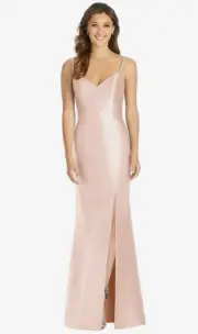 Alfred Sung 758...Maxi Length Spaghetti Strap Mermaid Dress...Cameo....Sz 6