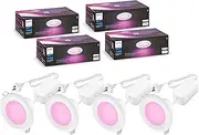 Philips Hue 90mm Smart Downlight (4-Pack) 800 Lumens Bluetooth & Zigbee Compatible Adjustable White & Color Ambiance Works with Alexa Google Home & Apple HomeKit Requires Hue Bridge for Full Features