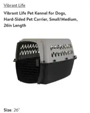 Vibrant Life Pet Kennel for Dogs, Hard-Sided Pet Carrier, 26in Length.