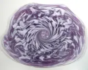 18" HAND BLOWN GLASS WALL OR TABLE PLATTER, DIRWOOD GLASS, SHADES OF PURPLE