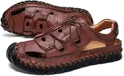 [Asifn] Men's Summer Closed-Toe Sandals Breathable Rubber Casual Hollow Slip-On Slippers Beach Lightweight Flat Water Shoes