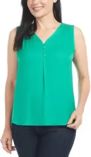 Hilary Radley Women's V-Neck Sleeveless Blouse Top Shirt