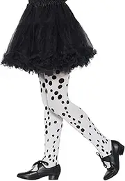 [Smiffys] Smiffy's 49763 Dalmatian Tights, Childs, Girls, Black/White, One Size