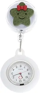 [FOMIYES] Retractable Clip Nurse Watch Cute Cartoon Star Design Quartz Movement Durable Material for Medical Professionals and Nursing Staff