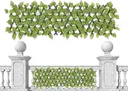 Artificial Ivy Privacy Fence Screen - Retractable Artificial Hedge for Garden - Wall Decoration, Expandable Privacy Fence Greenery, Faux Fence Panels for Living Room