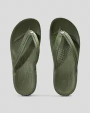 [Crocs] Crocs Women's Crocband Flip Flip Flops Slippers in Army Green/White Size M12 M12 Army Green/White