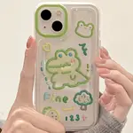 小眾綠色鱷魚適用IPHONE13PRO MAX蘋果12手機殼11氣墊X透明XR女XS 星星