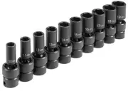 10 Pc. 3/8" Drive Semi-Deep Metric Socket Set 1210UMSD GREY PNEUMATIC 1210UMSD
