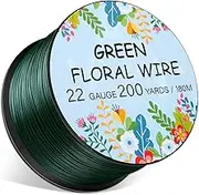 Floral Wire 22 Gauge for Craft, 200 Yards Green Flexible Paddle Florist Wire for Christmas Wreaths, Tree, Garland, and Flower Arrangements