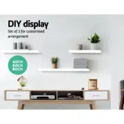 Floating Wall Shelf Display Shelves Wooden Bookshelf Home Decor Metal Frame 3PCS