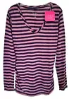 Isabel Maternity Women's Long Sleeve Scoop Neck Shirred Top Size M Mauve Striped