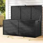 Outdoor Storage Box 490L Container Lockable Garden Bench Shed Tools Toy Black