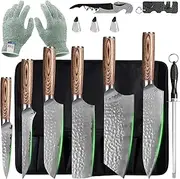 FULLHI Knife Set 13pcs Japanese Knife Set, Premium Stainless Steel Kitchen Knife Set with Knife Roll Bag