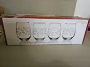 Celebrations by Mikasa Holiday Christmas Trees Stemless Wine, Set of 4, Clear