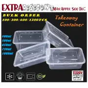 500,650,750,1000mlTAKE AWAY REUSABLE & LIDS DISPOSABLE PLASTIC FOOD CONTAINER
