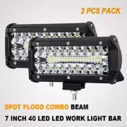 2PCS 7 INCH LED SPOT FLOOD COMBO WORK LIGHT DRIVING OFFROAD 4WD 4X4 LIGHT BAR