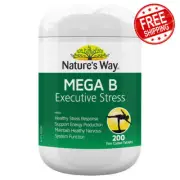 Nature’s Way Mega B Executive Stress Energy Production Vitamin B 200 Tablets