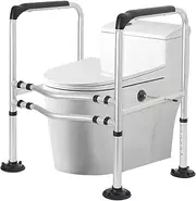 Toilet Frame for Disabled and Elderly, Adjustable Standing Support Rail Surround Mobility Aid Bathroom Handrail Grab Bar for Elderly, Disabled, Handicapped, Easier to Sit and Rise