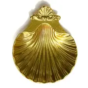 Vintage Solid Brass Clam Shell Scallop Shell Footed Soap Trinket Dish Italy NEW