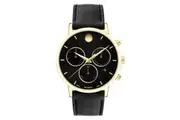 Movado Black Leather Chronograph Men's Swiss Made Watch - 607779