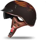 Adult Retro Motorcycle Half Helmet DOT Approved Men and Women Personality Bright Baseball Cap for ATV Jet Street Cruiser Light Breathable Half Shell Electric Helmet