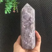 578g Unicorn Lepidolite Stone Tower Point Quartz Crystal Madagascar Healing