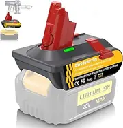 V6 V7 V8 Battery Adapter for DeWalt 20 V Lithium Battery Convert to Work with Dyson V8 V7 V6 Animal Absolute Motorhead Fluffy Vacuum Cleaner, 3-in-1 Vacuum Battery Converter