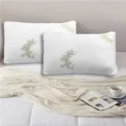 2 Pack Ramesses Bamboo Memory Foam Pillows & Bamboo Jacquard Pillow Protectors