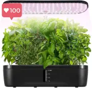 12 Pods Hydroponics Growing System Indoor Herb Garden Kit, LED Light, 20W, 4L