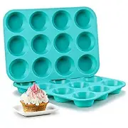 Silicone Muffin Pan Set - Cupcake Pans 12 Cups Silicone Baking Molds,BPA Free 10