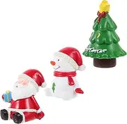 Ipetboom 3pcs Christmas Aquarium Decoration, Mini Christmas Tree Santa Bear Sled Figurines Fish Tank Resin Ornament Xmas Series Landscaping Decor for Table Desk Aquarium
