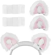 Geekria NOVA Headphone Beam Strap and Cat Ears Attachment Set Compatible with Razer, JBL, Plantronics, Sennheiser, Logitech, Hyperx, Corsair Headphones, Easy DIY Installation (White+Pink)