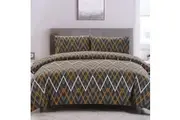 Artex Hayden Orange Quilt Cover Set Geometric Pattern Reversible Printed Microfiber Polyester King
