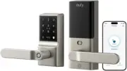 eufy Keyless Fingerprint Door Lock, Wi-Fi Smart Handle, Auto-Locking, Nickel