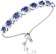 [Belinda Jewelz] Womens Sterling Silver Gemstones Adjustable XO Bolo Bracelet
