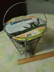 Caddie Stack (Winfield) Wooden Tees_Hollow~Foam Balls_Brushes (Metal Basket) NEW