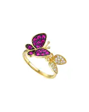 Genevive 14K Over Silver CZ Butterfly Stacking Ring