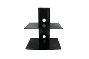 2 Shelf Wall Mount Bracket for Black DVD/Receiver/STB 20kg 9mm Thick Glass
