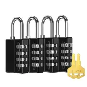 Combination Padlock, 4 Digit Combination Lock with Keys, Resettable Waterproo...