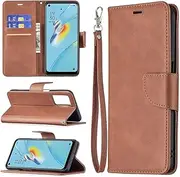Case for Oppo A55 5G / A54 4G, Luxury PU Leather Flip Magnet Wallet Stand Card Slots Protective Cover with Hand Strap for Oppo A55 5G / A54 4G (YZ-Brown)