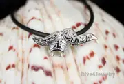 Solid 925 Sterling Silver Stylish Manta Ray Sealife Diver Pendant Necklace AUST