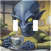 AIXIWAWA Switch Plate Blue Alien Print, 1 Pack Home Decor Wall Plates 3-gang with Screw Size 6.37x4.48x0.27 in