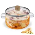 Glass Saucepan Clear Cooking Pot with Lid 1.6L Heat Resistant Glass Soup Pot
