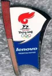 Nice 2008 Beijing LENOVO Olympic Torch Relay Sponsor Pin