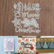 Holiday Cheer Merry Christmas Sentiment Words w Foliage Cutting Dies