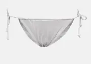 Norma Kamali Women's White Pearl Metallic Sparkle String Bikini Bottom M $135