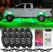 10Pods Chasing Dreamcolor RGB+IC LED Rock Lights with APP/RF Remote, Magic Underglow Rocker Lights Multicolor Neon 12v Waterproof Vehicle for Trucks Jeep UTV SUV Golf Cart Offroad RZR