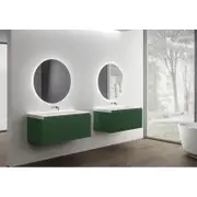 TOOLKISS Wall Hung Bathroom Vanity 1000mm – Vanity in Rainforest - Fluted Design with Thin Solid Surface Basin, Water-Resistant MDF, Soft-Close Drawers & Matte Pop-Up Waste