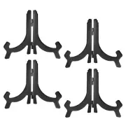 4pcs 4.3" Easel Plate Holder, Plastic Folding Display Stand Black for Decorative
