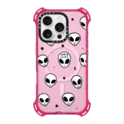 iPhone 16 Pro Bounce Case MagSafe Compatible Cute White UFO Space Alien Drawing Pattern